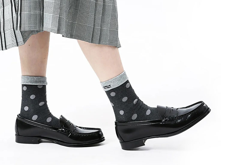 大圓點襪-黑灰 厚襪款(2種尺寸) 